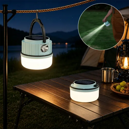 Keebright 충전식 캠핑랜턴 3000mAh 7단 조명 LED 메인등 측면등 태양광 보조충전 C타입 보조배터리 기능 차박 비상조명, 1개, GO-2586-KO，블루