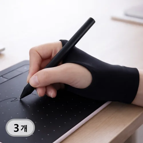 플론다 터치방지 오염방지 타블렛 드로잉 장갑 3P, 블랙