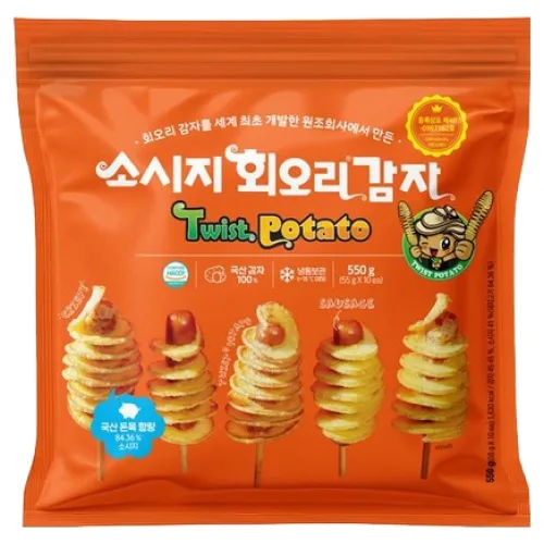 소시지 회오리감자 냉동 간식 55g x 10개 | 국내산 유기농 감자 | 에어프라이어 조리 가능 | 프리미엄 고품격 신상품, 10개, 55g
