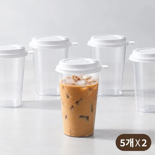 다회용 컵 캠핑 피크닉 야외용 뚜껑포함 컵 플라스틱 PP 다회용기, 2개, 5개입, 700ml