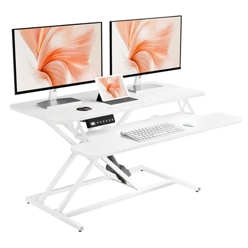 Ergomaker 전동식 스탠딩 데스크 모니터높낮이 조절 받침대 모션데스크 무선 충전 가능 91*64cm, 화이트