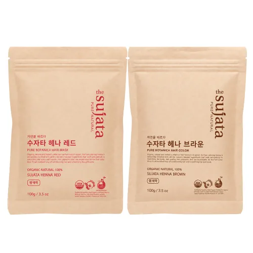 USDA 유기농 수자타 천연100% 헤나 가루 염색약, 레드+브라운, 1개