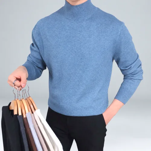 스판 캐시미어 반 목폴라 인생 니트