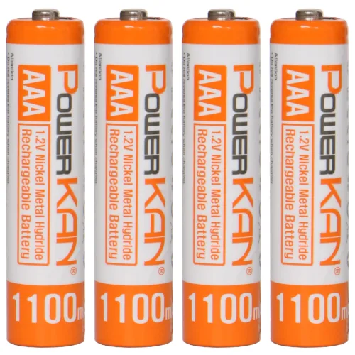 POWERKAN 고용랑 AAA 충전지 니켈수소 1.2V Ni-mh 1100mAh 건전지 수납함 포함, 1개, 4개입