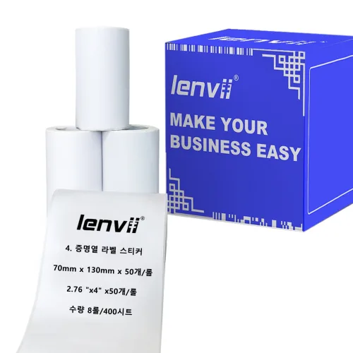 LENVII 찢김 방지(감열 라벨, 바코드 라벨, 스티커, 라벨지, 롤 라벨) 방수, 방유, 긁힘 방지, 저온 내성, 감열 라벨 프린터 전용, 인쇄 선명, 다양한 환경에 적합, 1박스