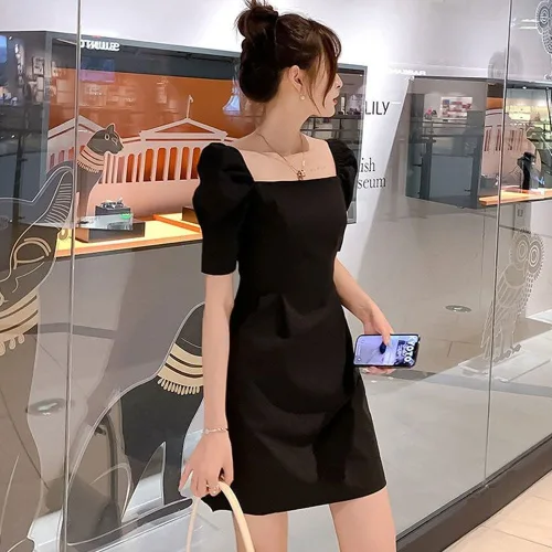 퍼프 소매 포인트 미니 원피스 오프 숄더 A라인 정장 new875da