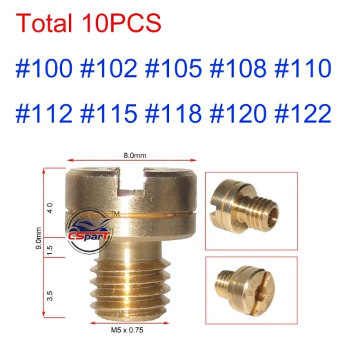 [호환] 10pcs 세트 오토바이 기화기 메인 느린 파일럿 제트 미쿠니 NSR KSR 카브 인젝터 노즐