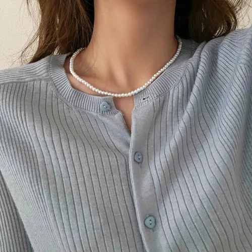 걸핀스 여성용 미니멀 아크릴 진주 목걸이 1608