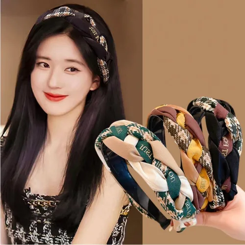 체크 꼬임 여성 머리띠 헤어밴드 3종세트