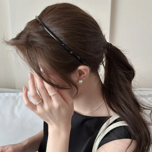 소우샵 라인스톤 얇은 헤어밴드 앞머리 고급 머리띠
