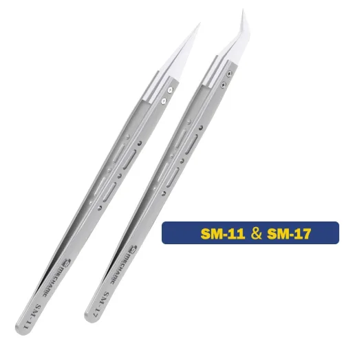 MECHANIC플라잉 와이어 세라믹 핀셋 SM-11 직선 팁 SM-17 곡선 정전기 방지 고정밀 교환식 헤드 핀셋