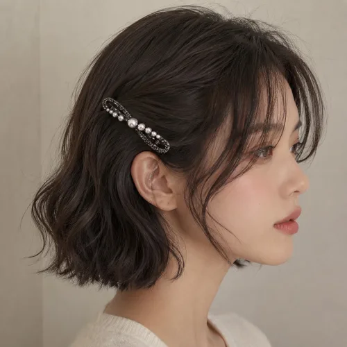 hyun65 앞머리 클립 우아한 진주 예쁜 머리핀