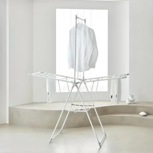 한샘 양날개 프레쉬 건조대, 크림화이트 + 라이트그레이, 157 x 61 x 197 cm