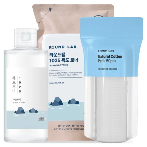라운드랩 1025 독도토너 200ml + 리필 200ml  + 화장솜 50p 세트