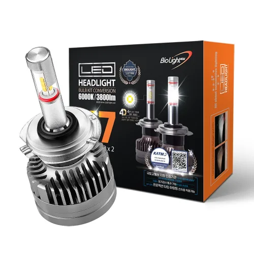 튜닝인증부품 바이오라이트 4면 합법 LED 전조등 헤드라이트 (1 Set), PIN-Type, 2개, H7