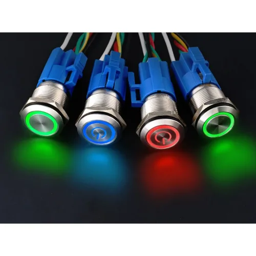 12/16/19/22mm LED 크롬 스위치 DC12~24V, 1개