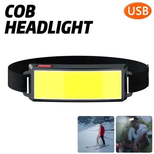 Volodymyr 센서 헤드램프 COB LED 헤드 램프 손전등 USB 충전식 토치 3 가지 조명 모드 라이트 내장 배터리