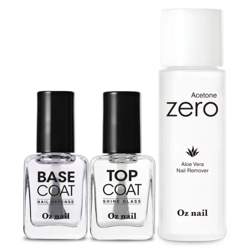 오즈네일 퍼펙트 매니큐어 네일기초 3종세트, 1세트, 알로에 리무버 100ml + 베이스 코트 8ml + 탑 코트 8ml