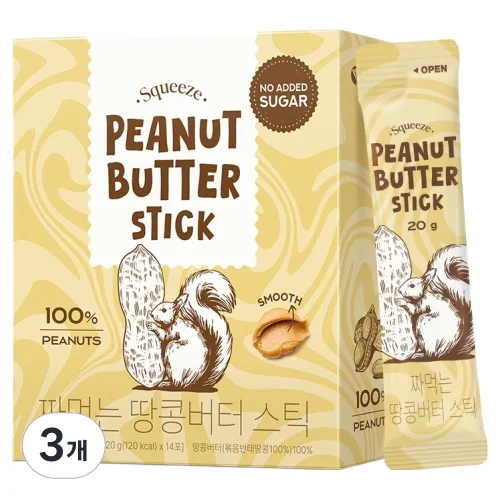보뚜 짜먹는 땅콩버터 스틱 14p, 280g, 3개