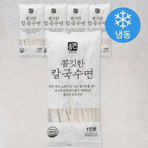 [로켓프레시] 올면 쫄깃한 칼국수면 (냉동), 200g, 5개