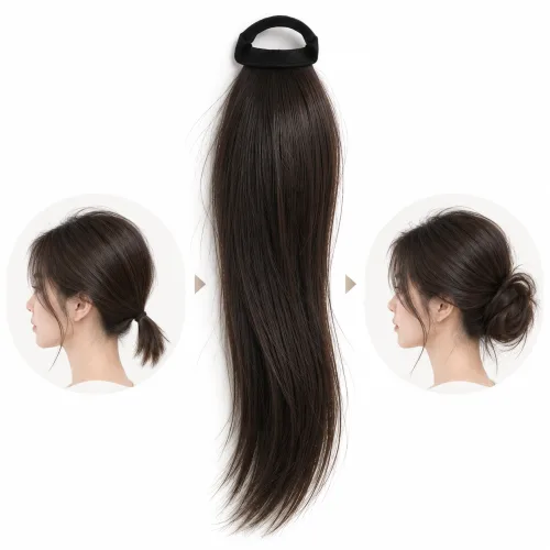 위그온리 인모 포니테일 똥머리 헤어피스 밴드형 30cm, 1개, 내추럴블랙(밴드형)