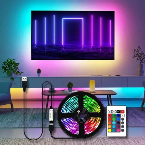 원그리드 RGB 컬러 LED 스트립 5m USB 줄조명, 1개, 혼합색상