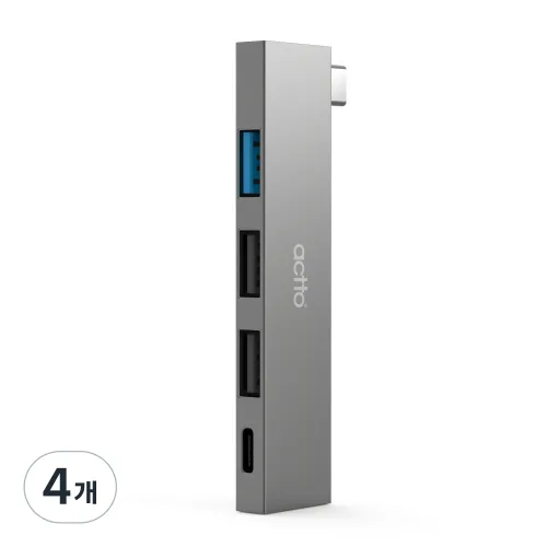 엑토 4포트 C타입 USB 3.2 일체형 멀티허브 HUB-43, 그레이, 4개