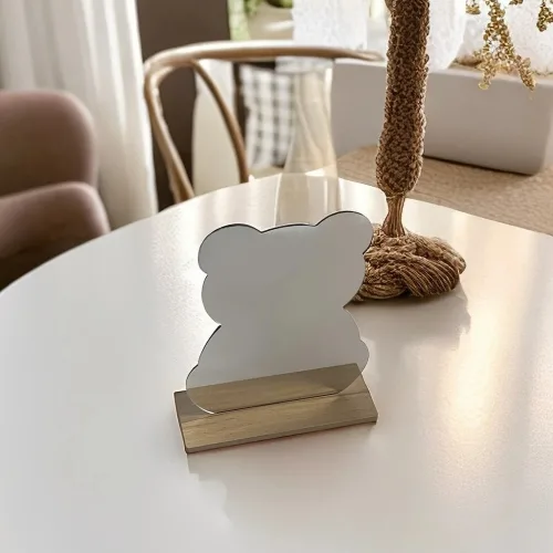 제이릿 DIY 감성 홈데코 곰돌이모양 아크릴 거울 받침대포함, 투명