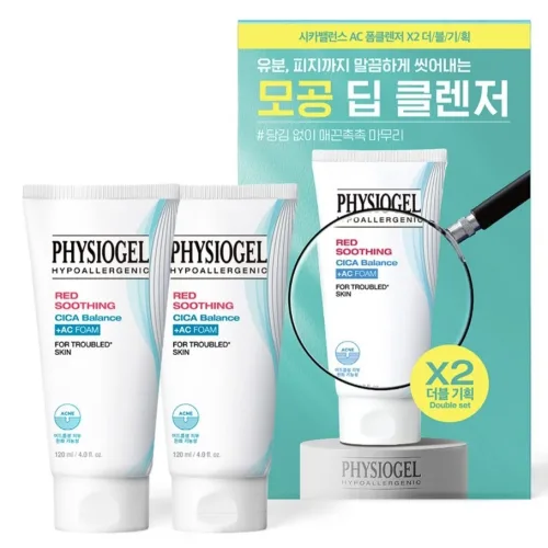 피지오겔 레드 수딩 시카 밸런스 AC 클렌징 폼, 120ml, 2개