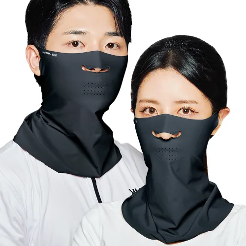 노멀라이프 자외선 차단 스포츠 쿨링 골프 마스크 2개, L/XL, 베이직 블랙 2개