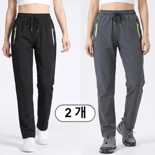 FINALSENSE 1+1 여름용 여성 트레이닝 팬츠, 쿨링 냉감 팬츠, 고탄력 조거 팬츠, 캐주얼 스트레이트 롱팬츠 XS-2XL