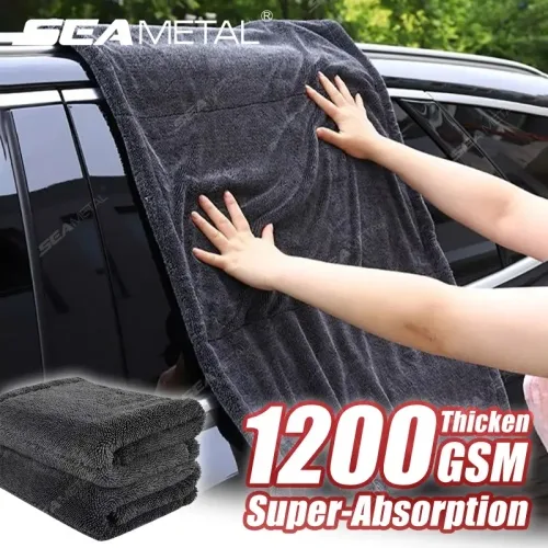 SEAMETAL 헤비 듀티 자동차 타월 1200GSM 슈퍼 흡수성 마이크로 화이버 건조 천 매우 부드러운 스크래치 방지 디테일링