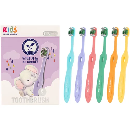닥터버들 유한양행 어린이 칫솔 3단계 6종 세트, 하늘, 초록, 분홍, 주황, 보라, 노랑, 1세트