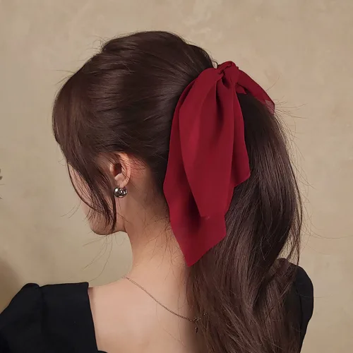 초콜리트쥬얼리 러츠 쉬폰 드레이프 빅 리본 반묶음 자동 헤어핀 - 6color