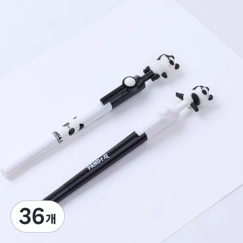 star starred 판다(Panda) 젤펜 0.5mm 회전 중성펜 화이트&블랙, 36개, 2종