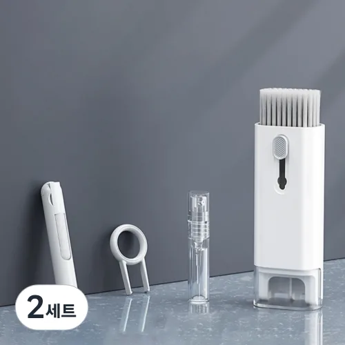 저스트픽 다용도 키보드 이어폰 클리닝 멀티 청소 브러쉬 세트, 화이트, 2세트